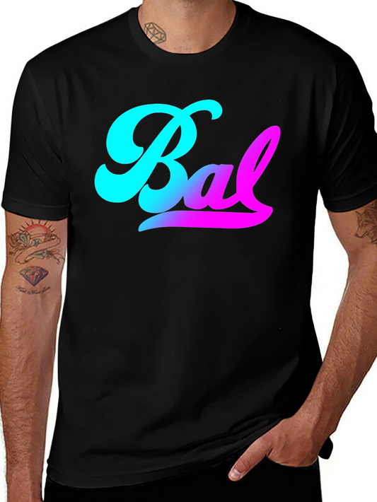 Camiseta Negra Bal Degradado Turquesa a Rosa