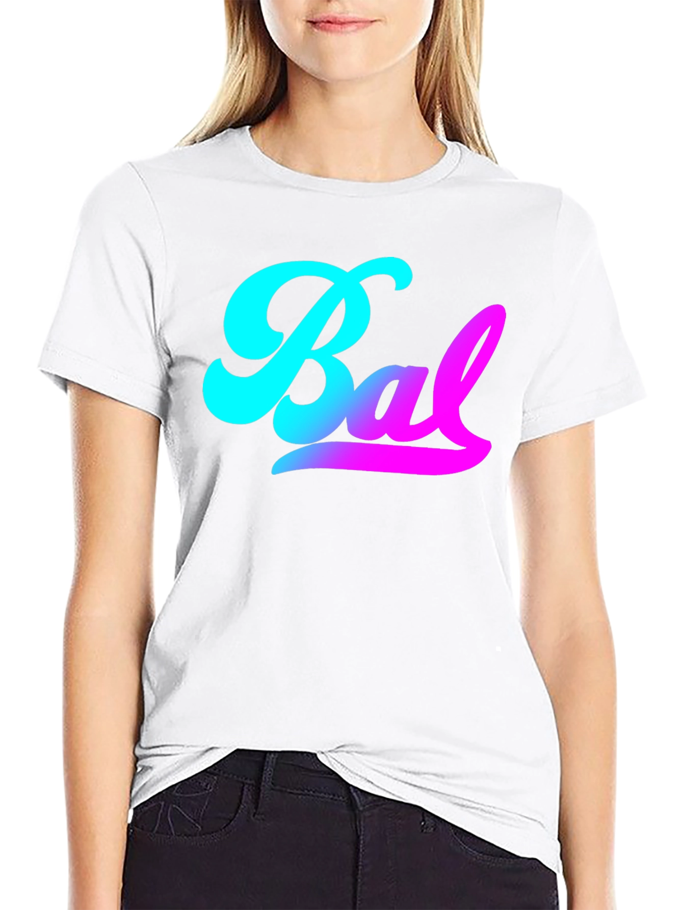 Camiseta Negra Bal Degradado Turquesa a Rosa