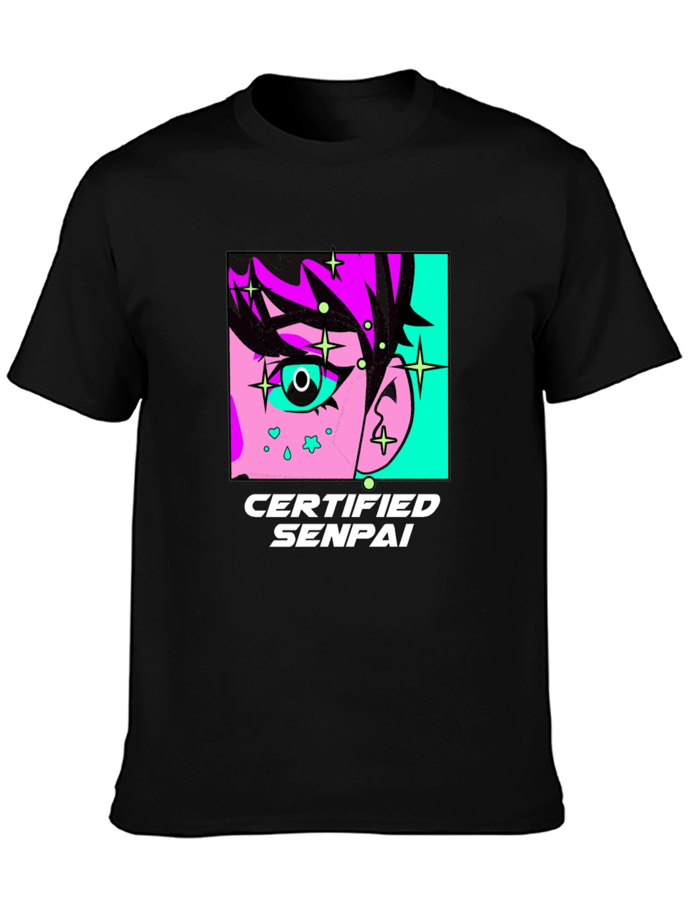 Camiseta Negra con Diseño Anime Certified Senpai
