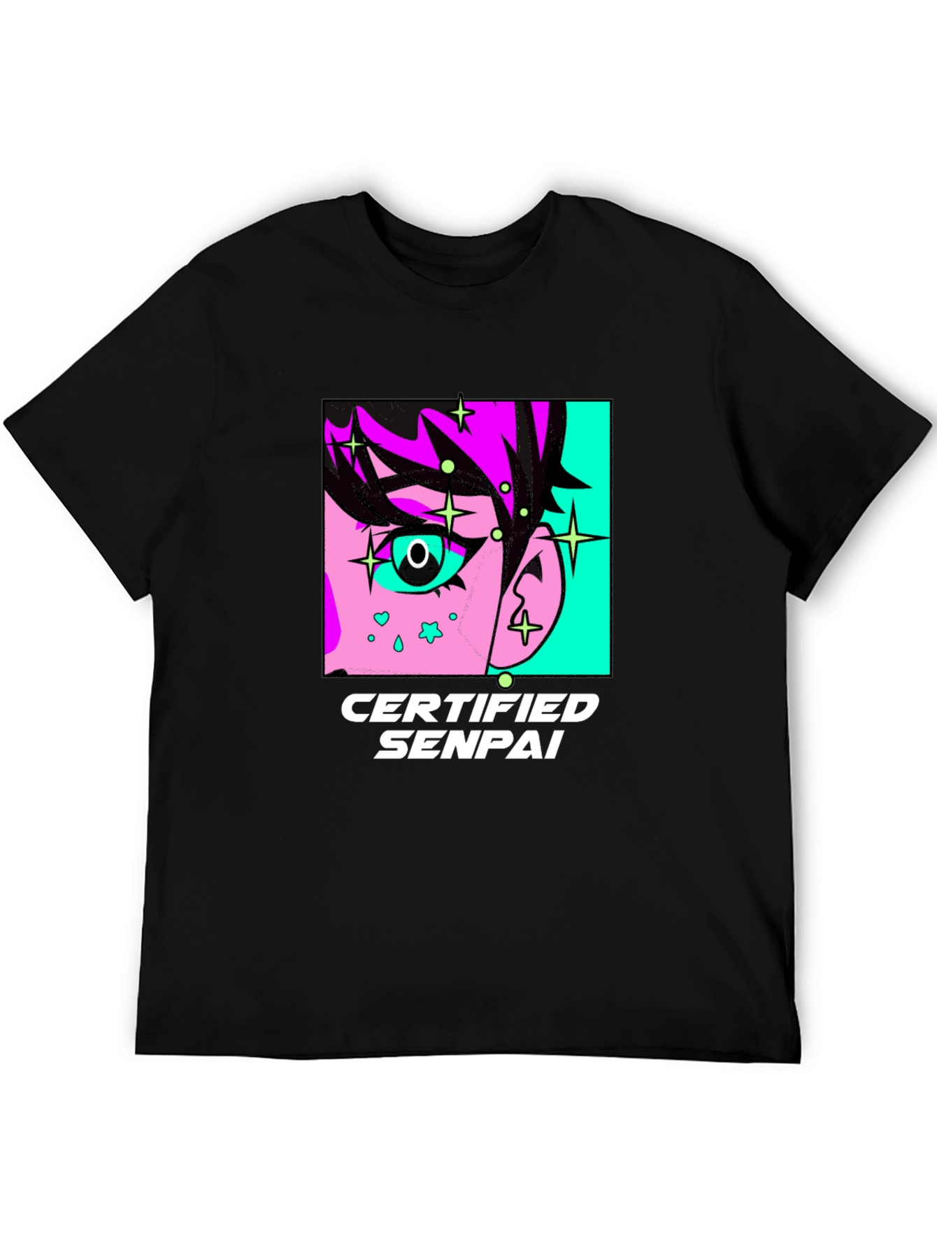 Camiseta Negra con Diseño Anime Certified Senpai