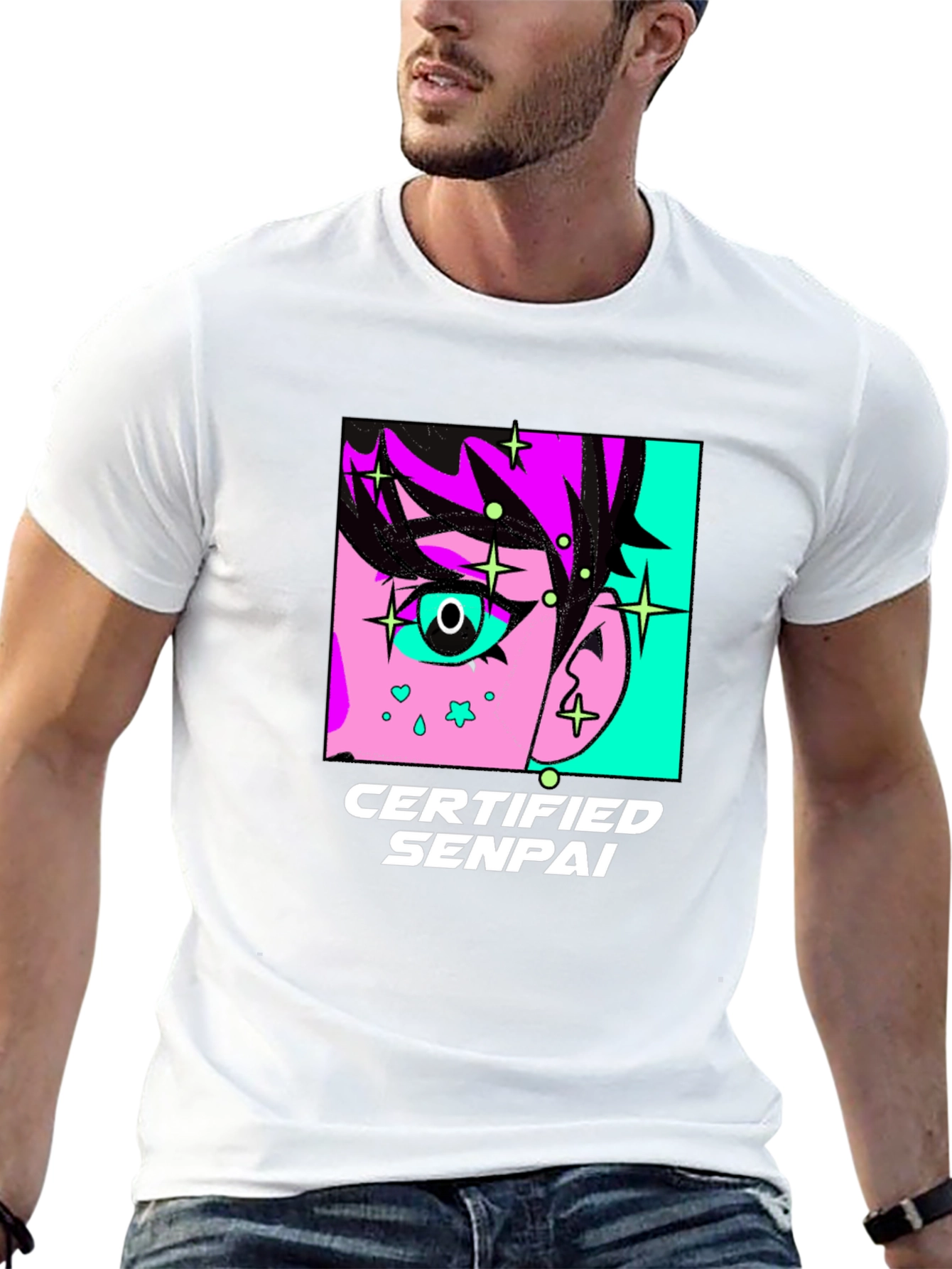 Camiseta Negra con Diseño Anime Certified Senpai