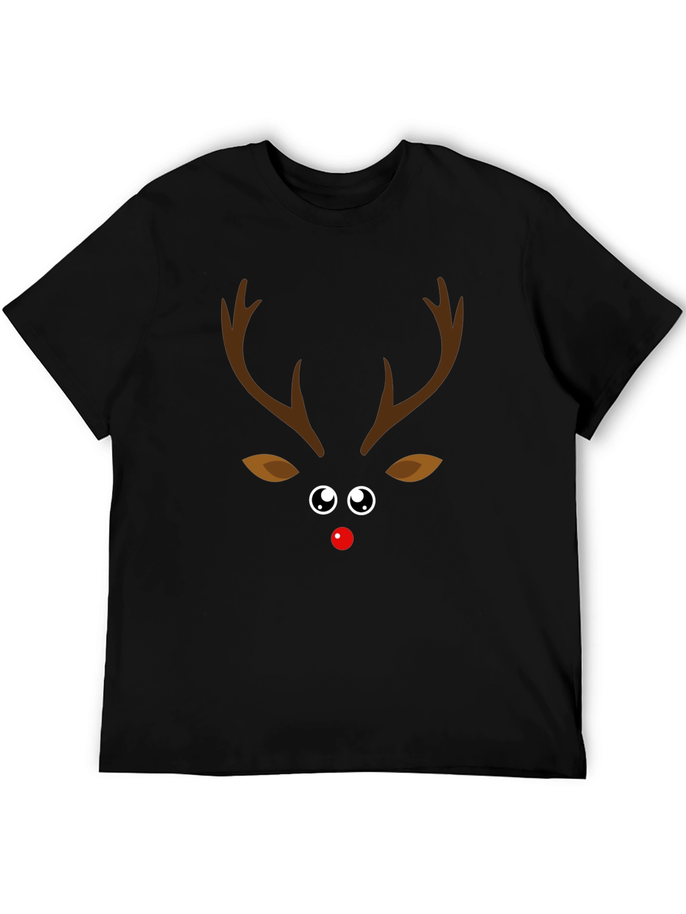Camiseta Navideña con Diseño de Reno Nariz Roja