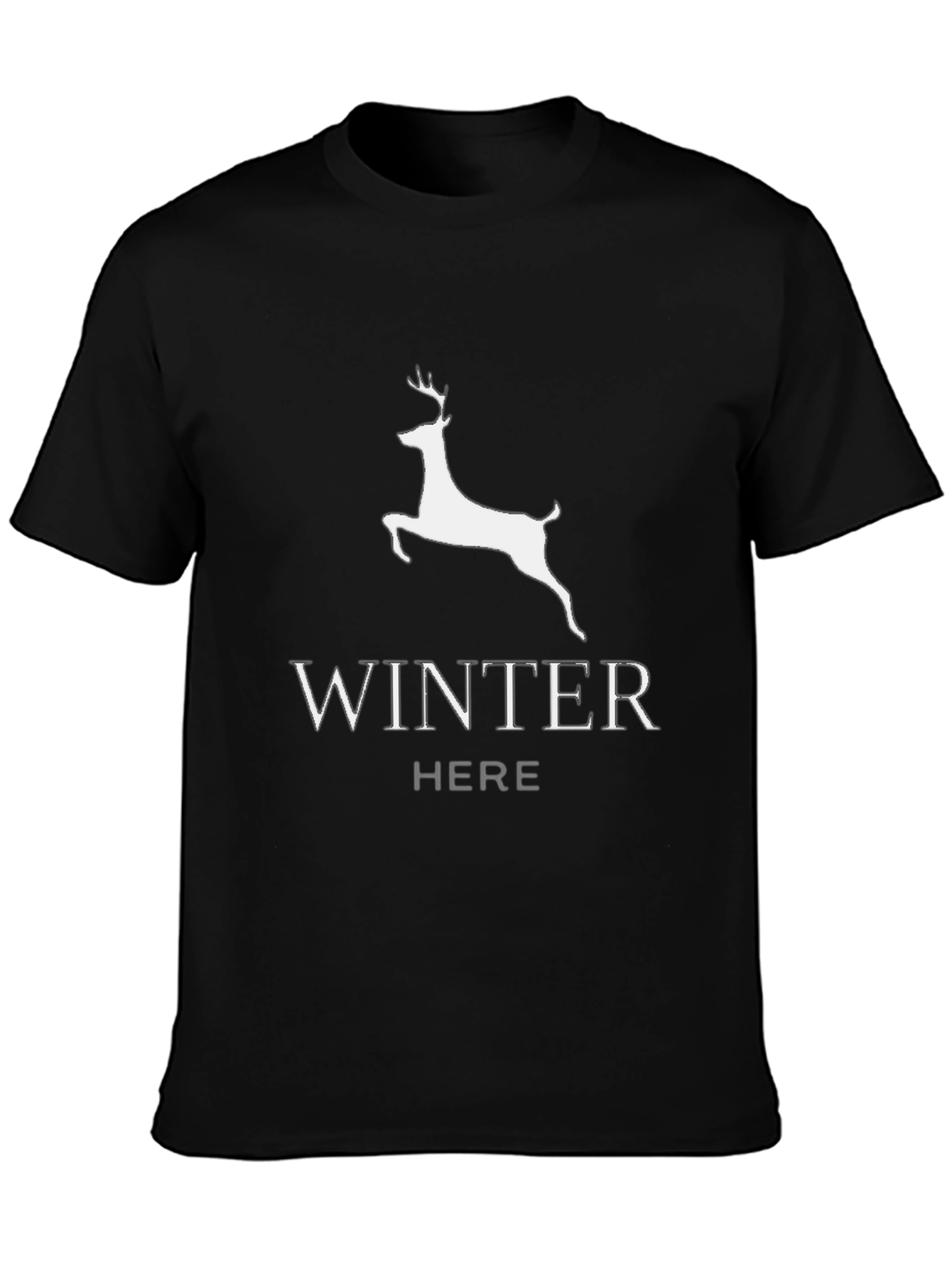 Camiseta Negra: Winter is Here con Ciervo
