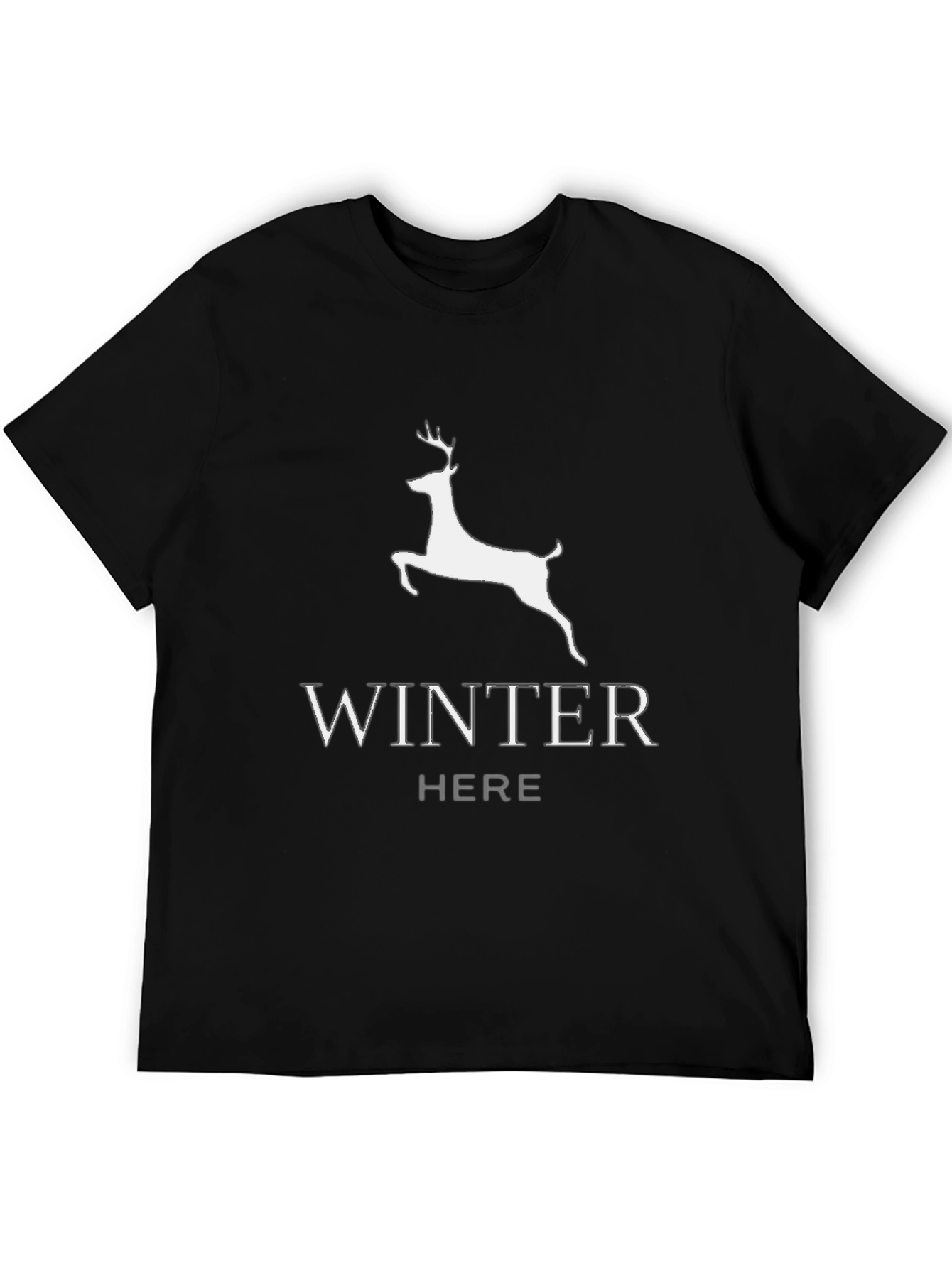 Camiseta Negra: Winter is Here con Ciervo