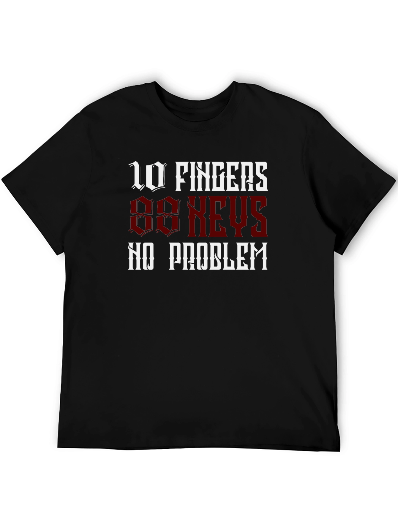 Camiseta Negra 10 Dedos 88 Teclas No Problem