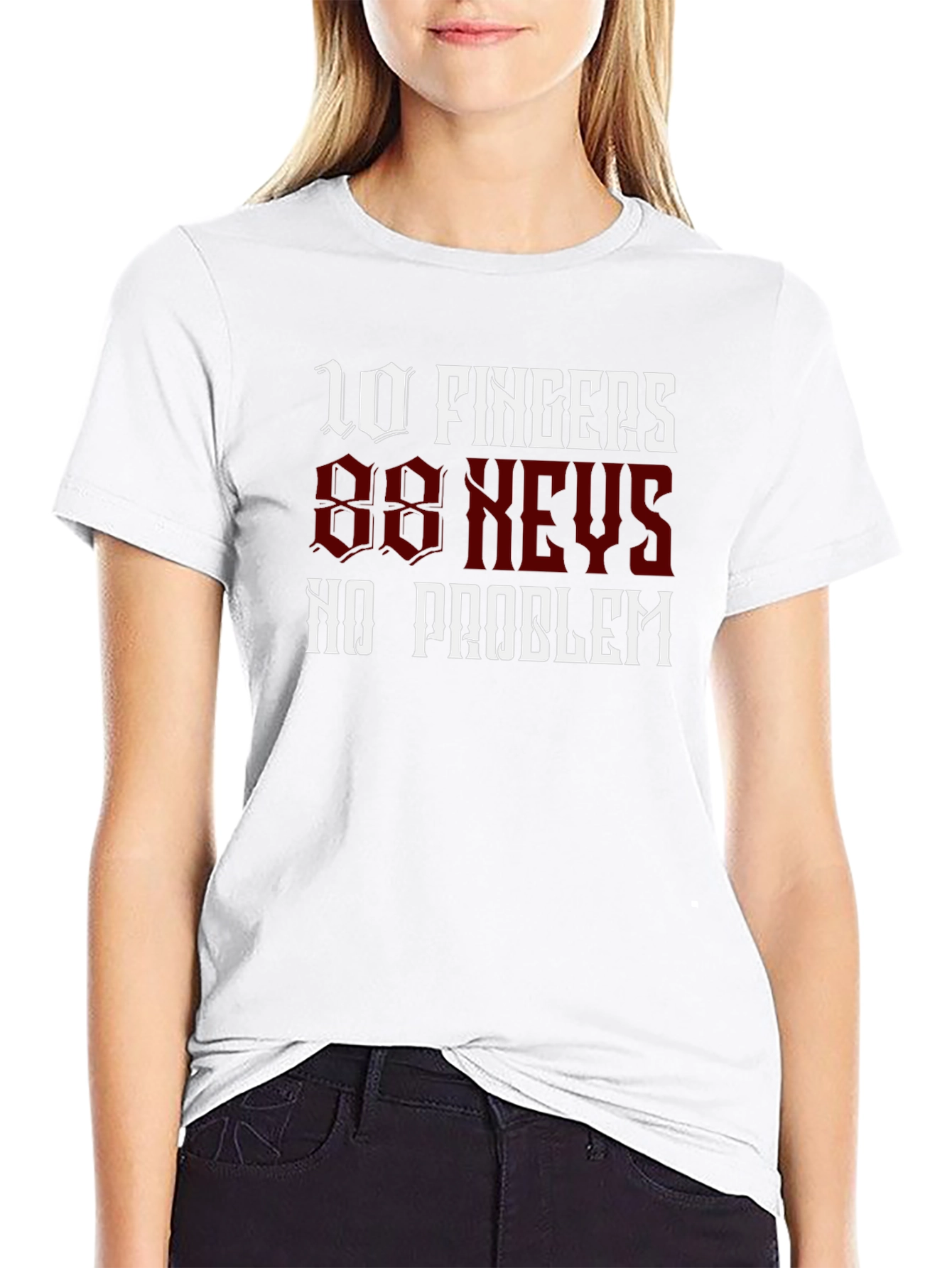 Camiseta Negra 10 Dedos 88 Teclas No Problem
