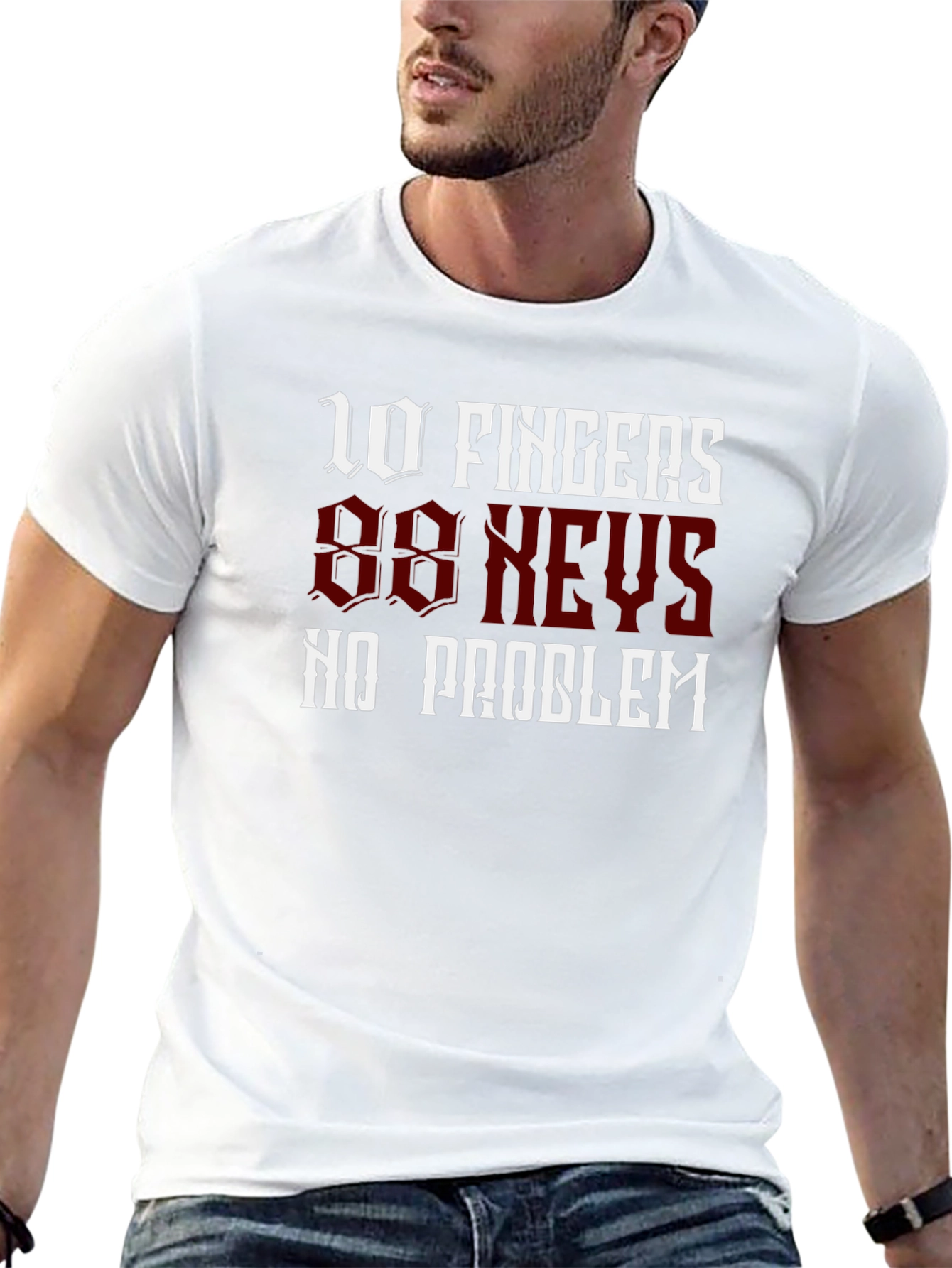 Camiseta Negra 10 Dedos 88 Teclas No Problem