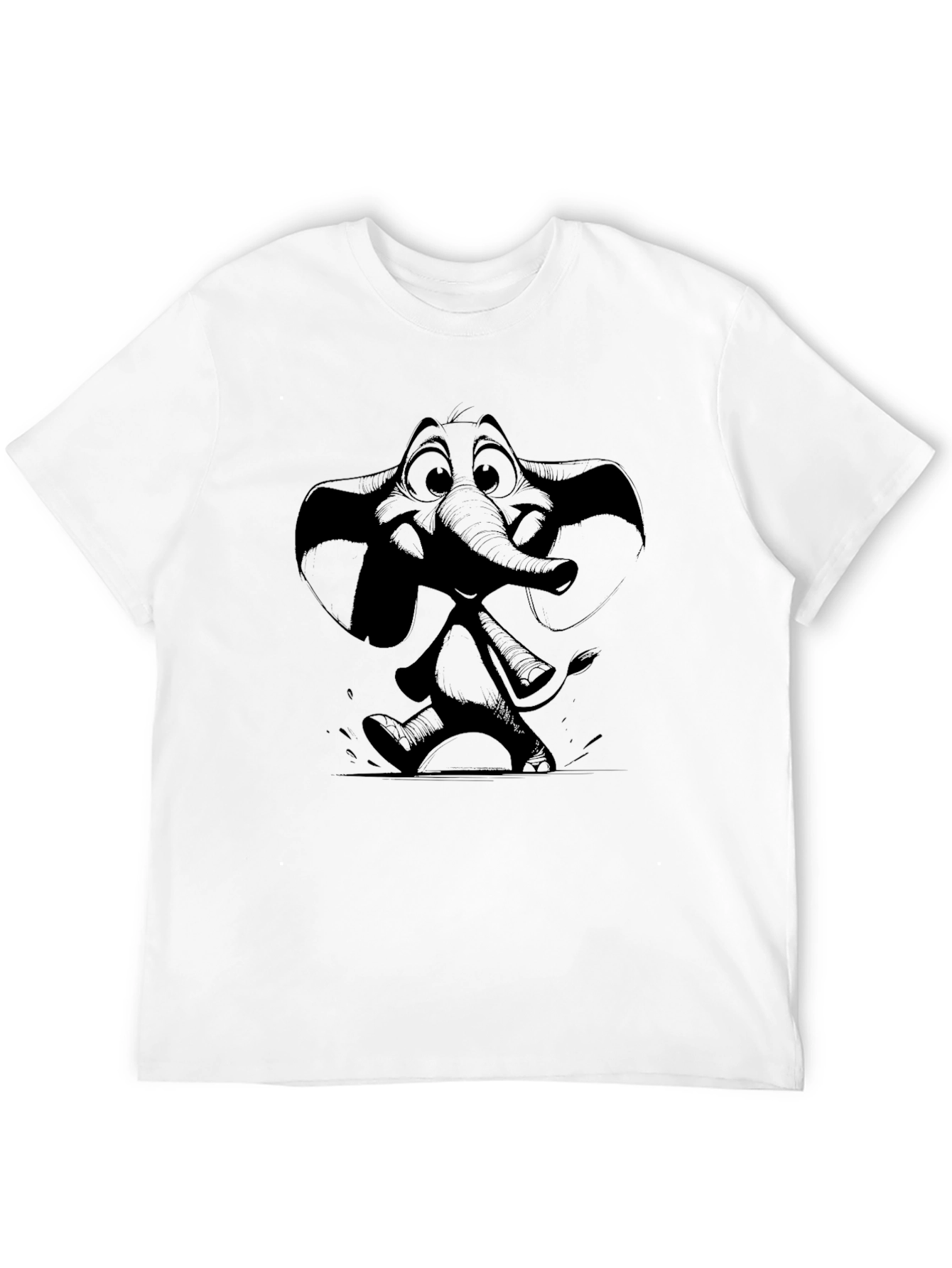 Camiseta Negra con Estampado de Elefante Animado