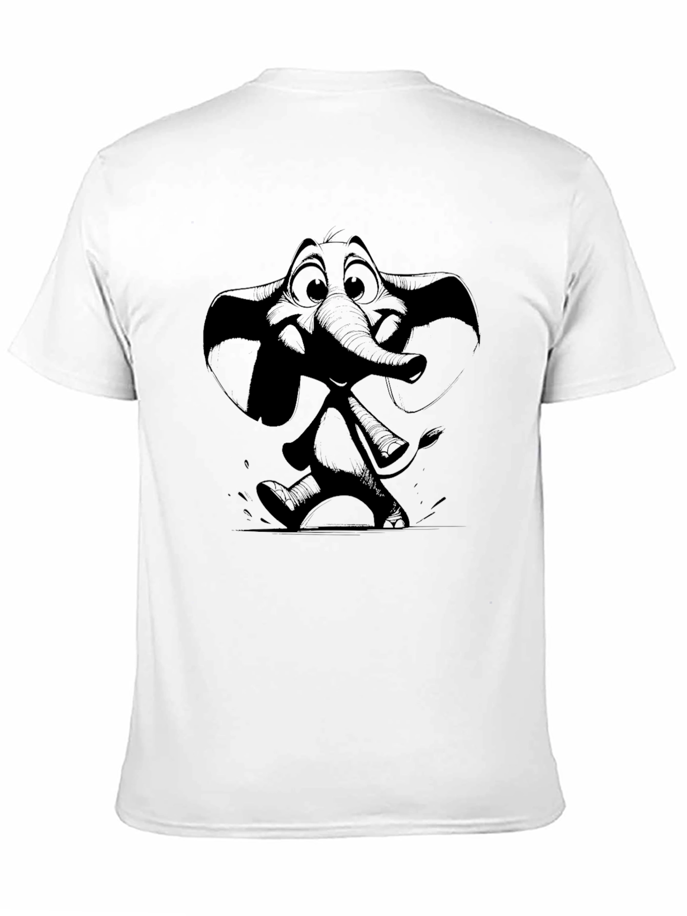 Camiseta Negra con Estampado de Elefante Animado
