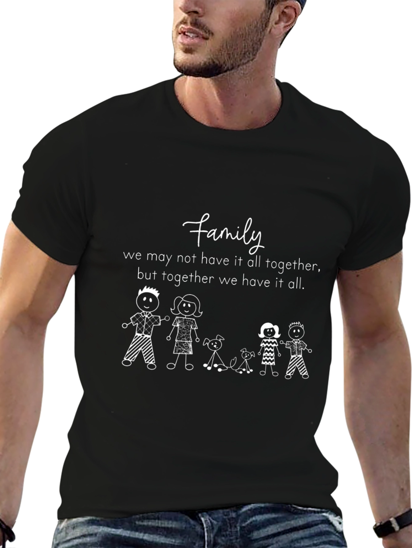 Camiseta Negra con Diseño de Familia