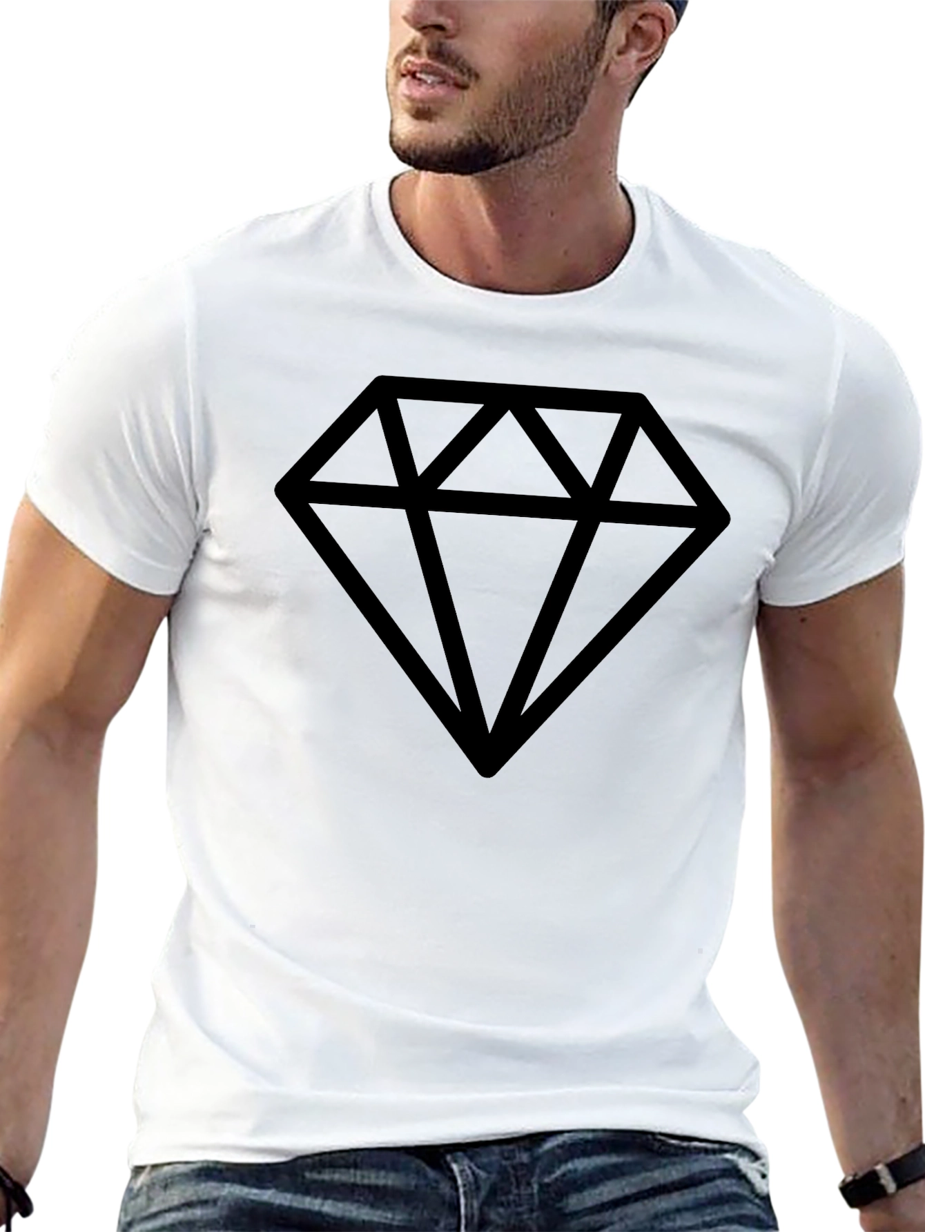 Camiseta Negra Diamante Estilo Casual