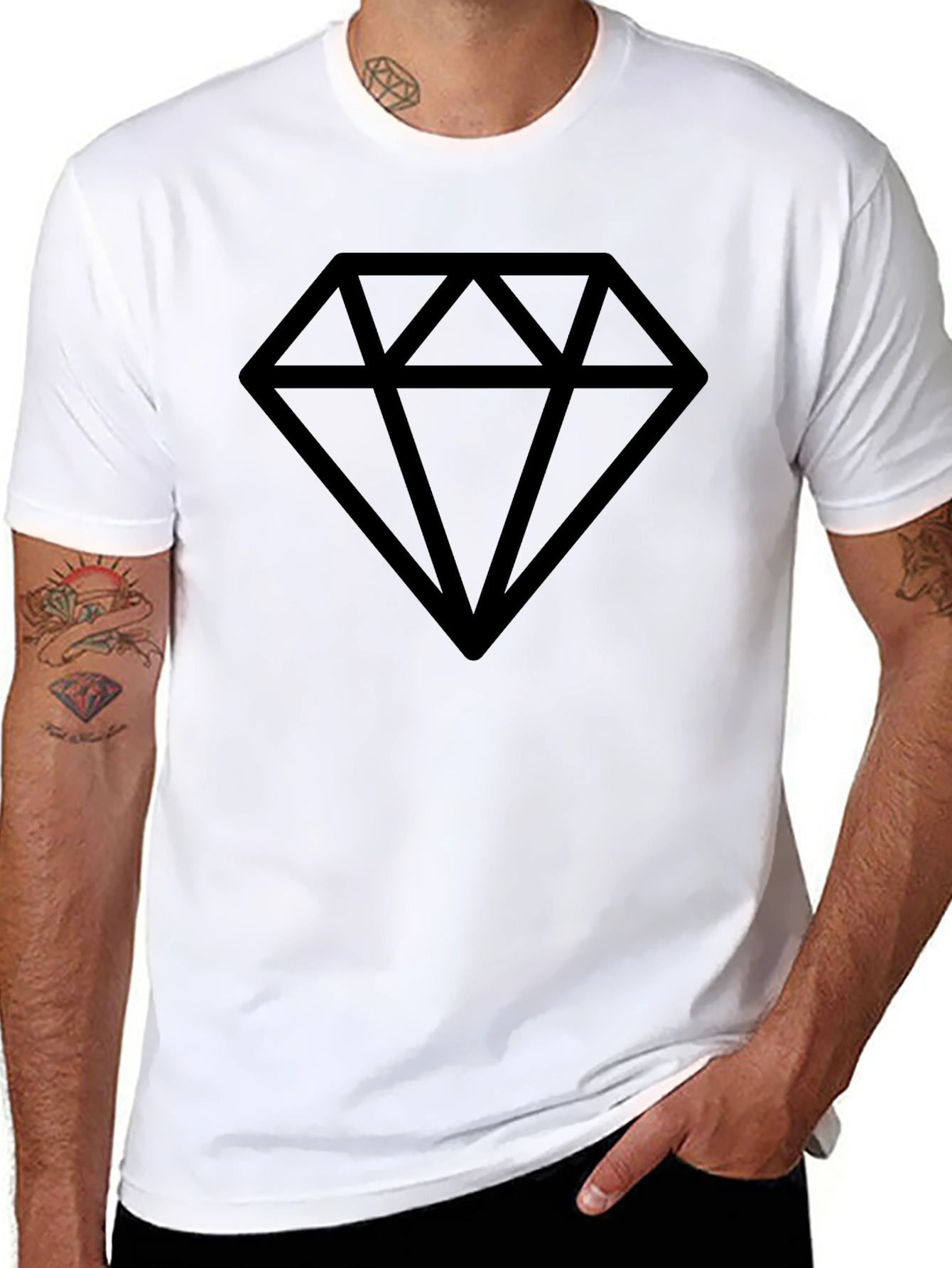 Camiseta Negra Diamante Estilo Casual