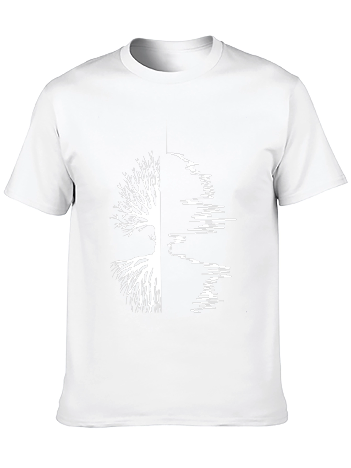 Camiseta Negra Hombre Diseño Árbol y Ondas Sonido