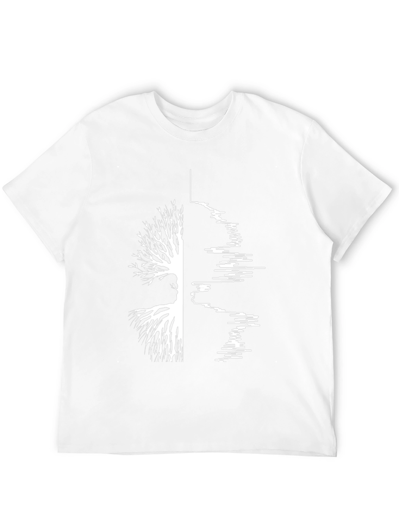 Camiseta Negra Hombre Diseño Árbol y Ondas Sonido
