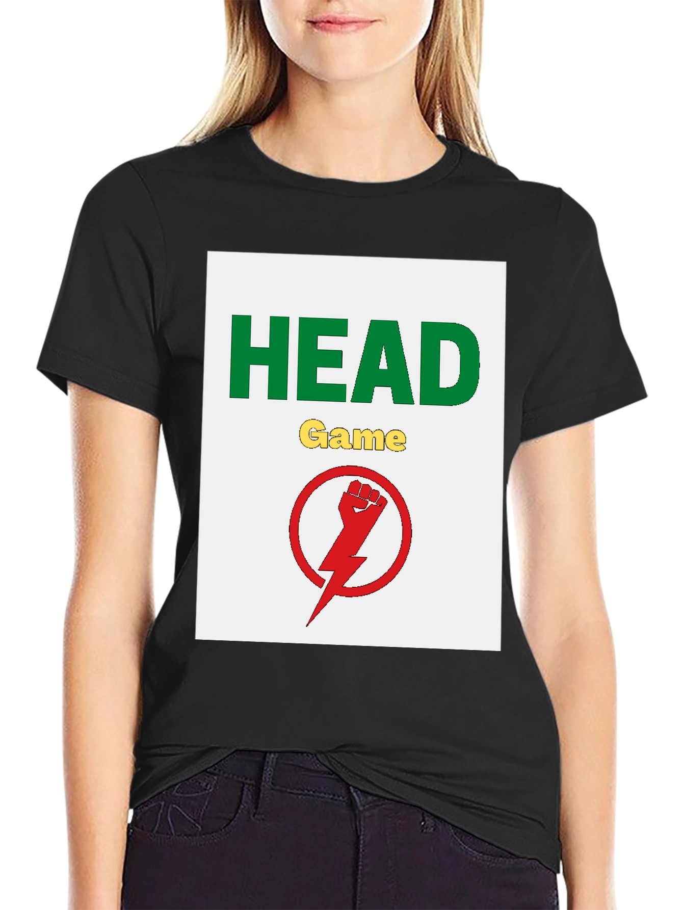 Camiseta Negra Head Game con Diseño Gráfico