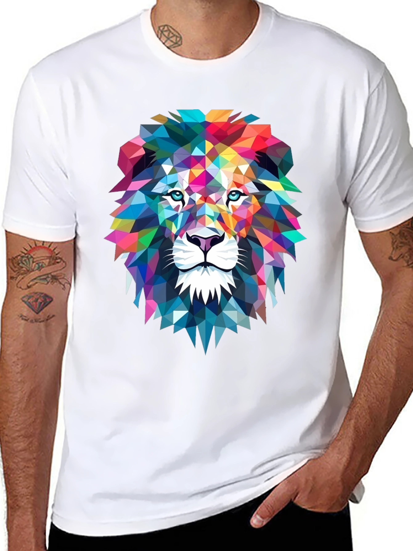 Camiseta Hombre León Geométrico - Diseño Moderno
