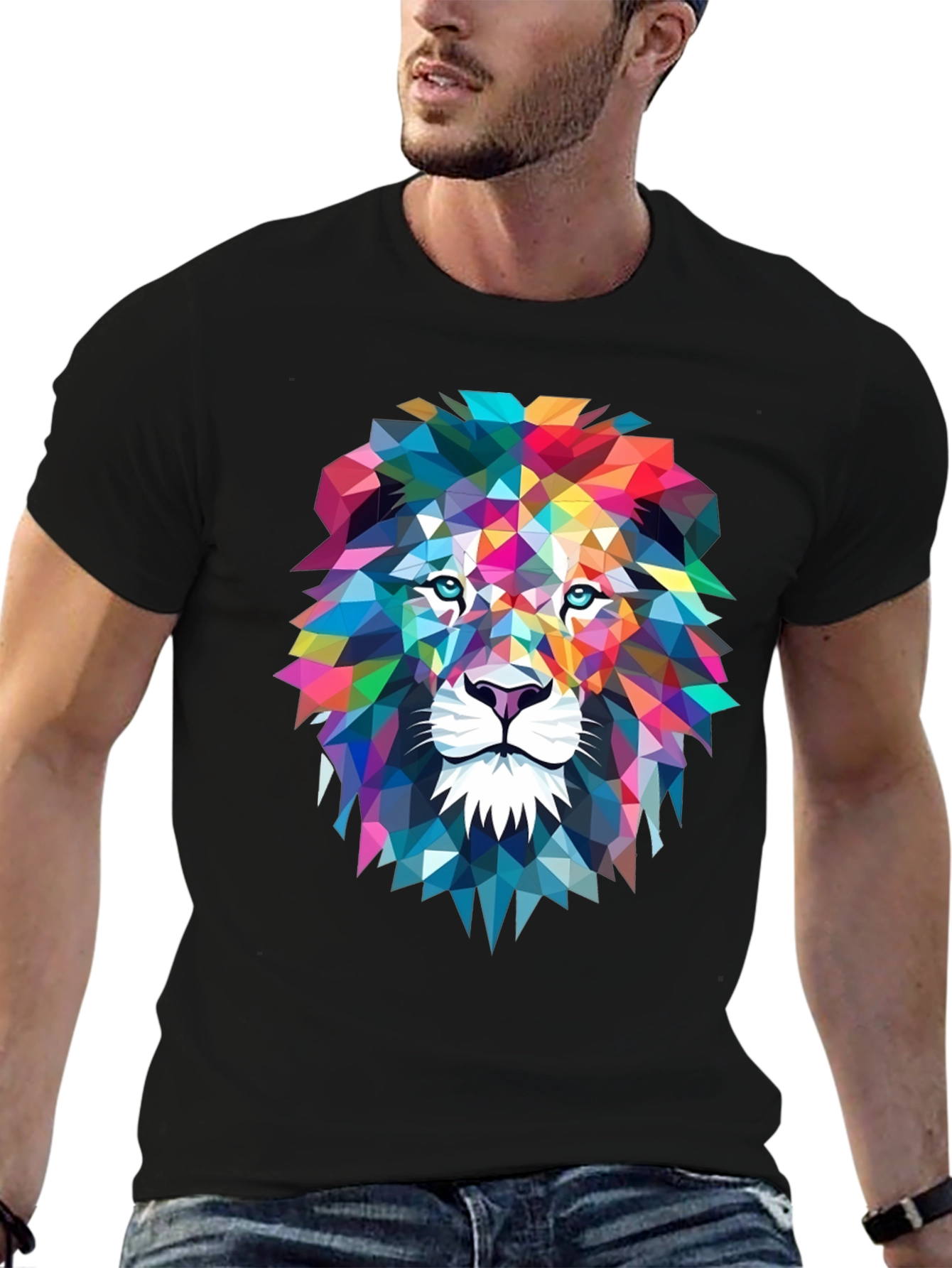 Camiseta Hombre León Geométrico - Diseño Moderno