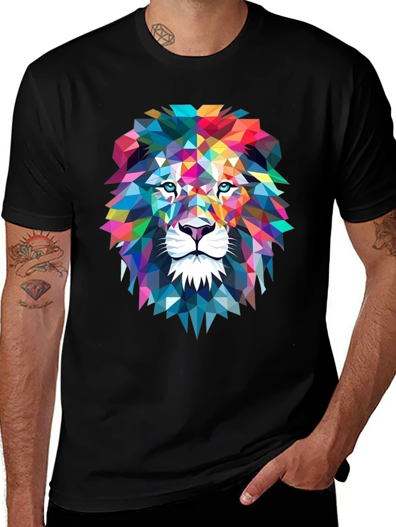 Camiseta Hombre León Geométrico - Diseño Moderno