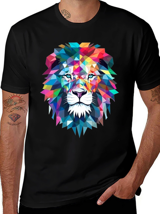 Camiseta Hombre León Geométrico - Diseño Moderno