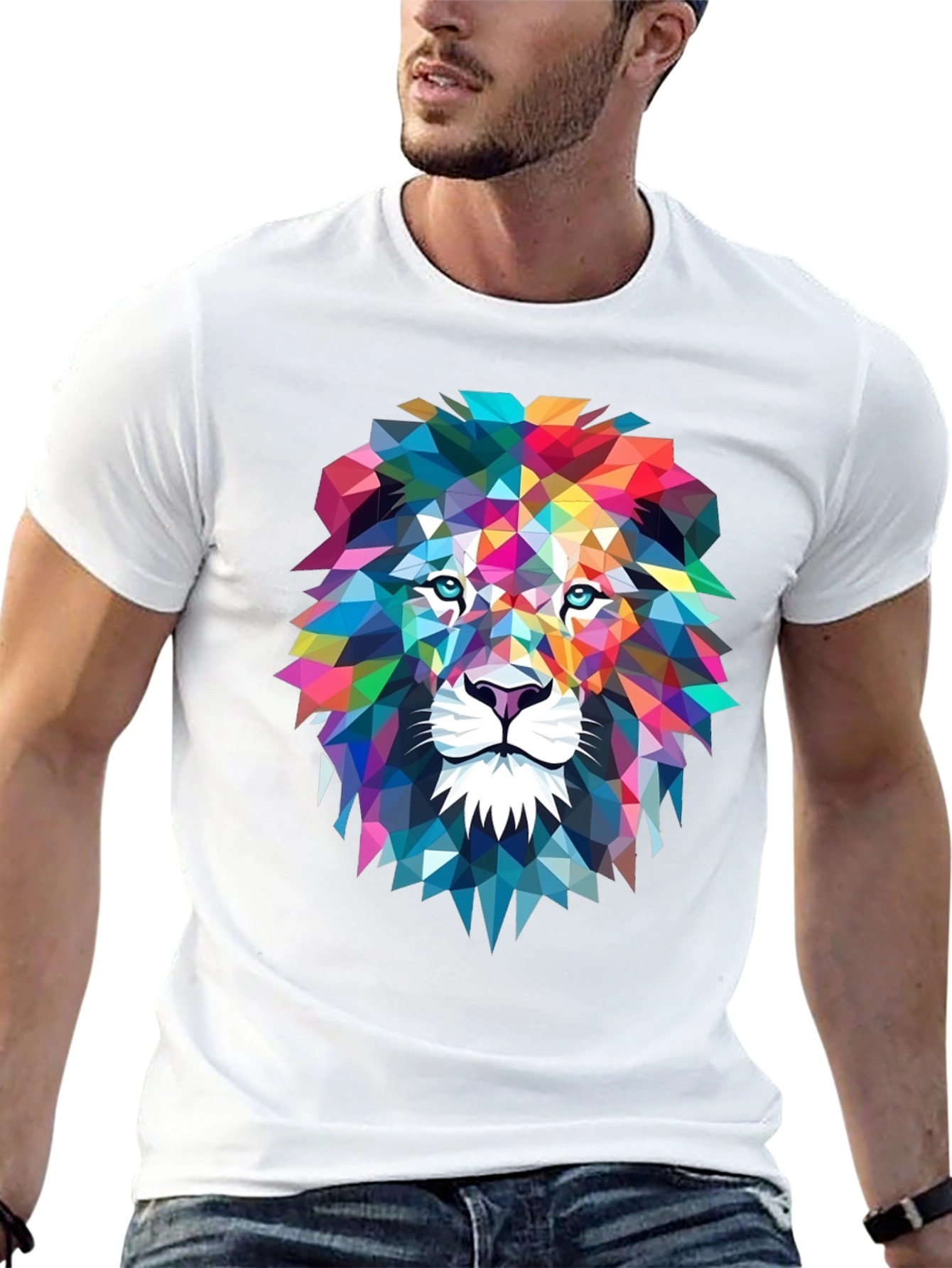Camiseta Hombre León Geométrico - Diseño Moderno