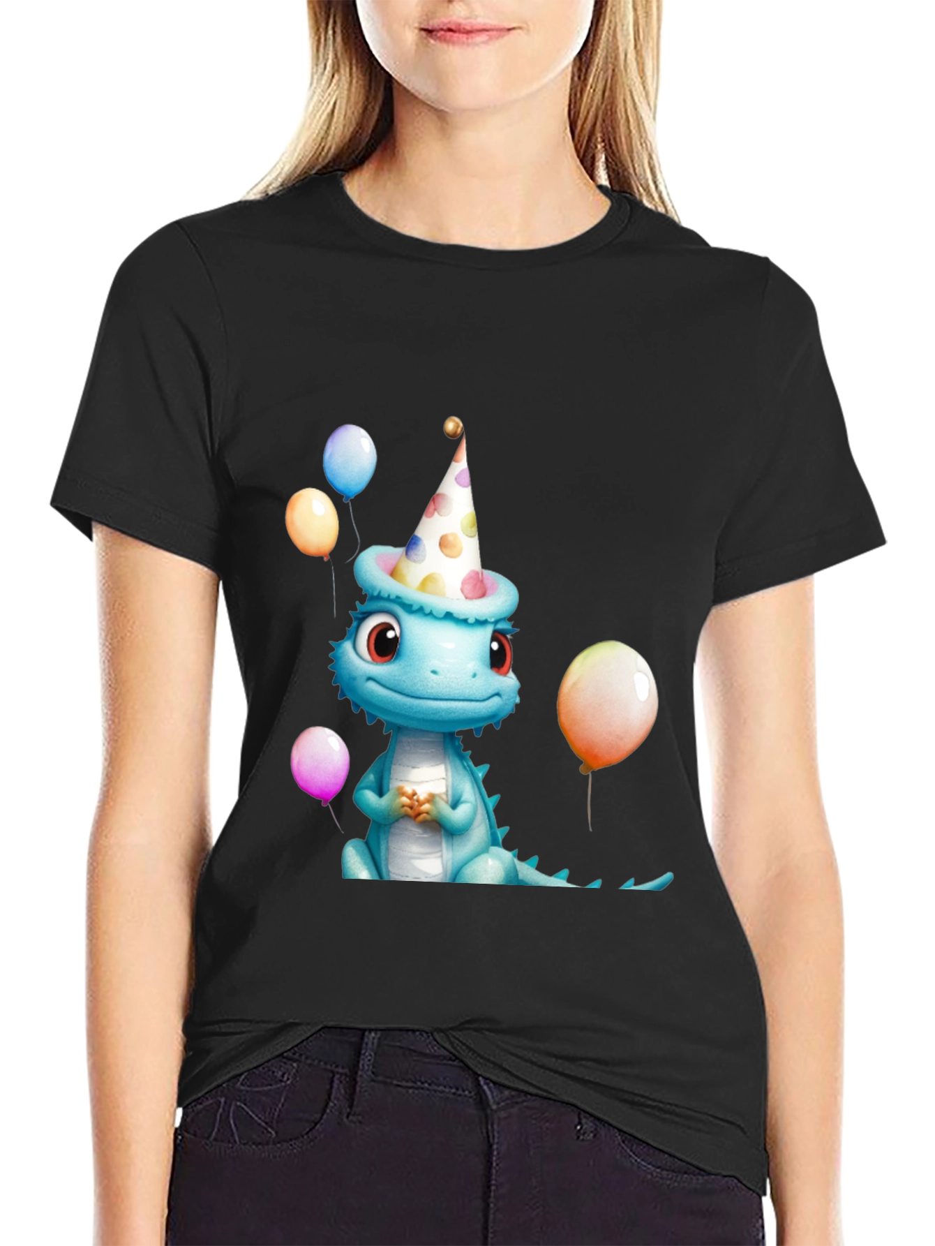 Camiseta Negra con Dinosaurio Cumpleañero