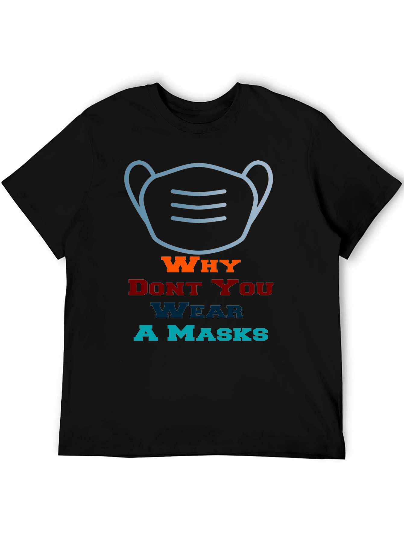 Camiseta con diseño de máscara y texto