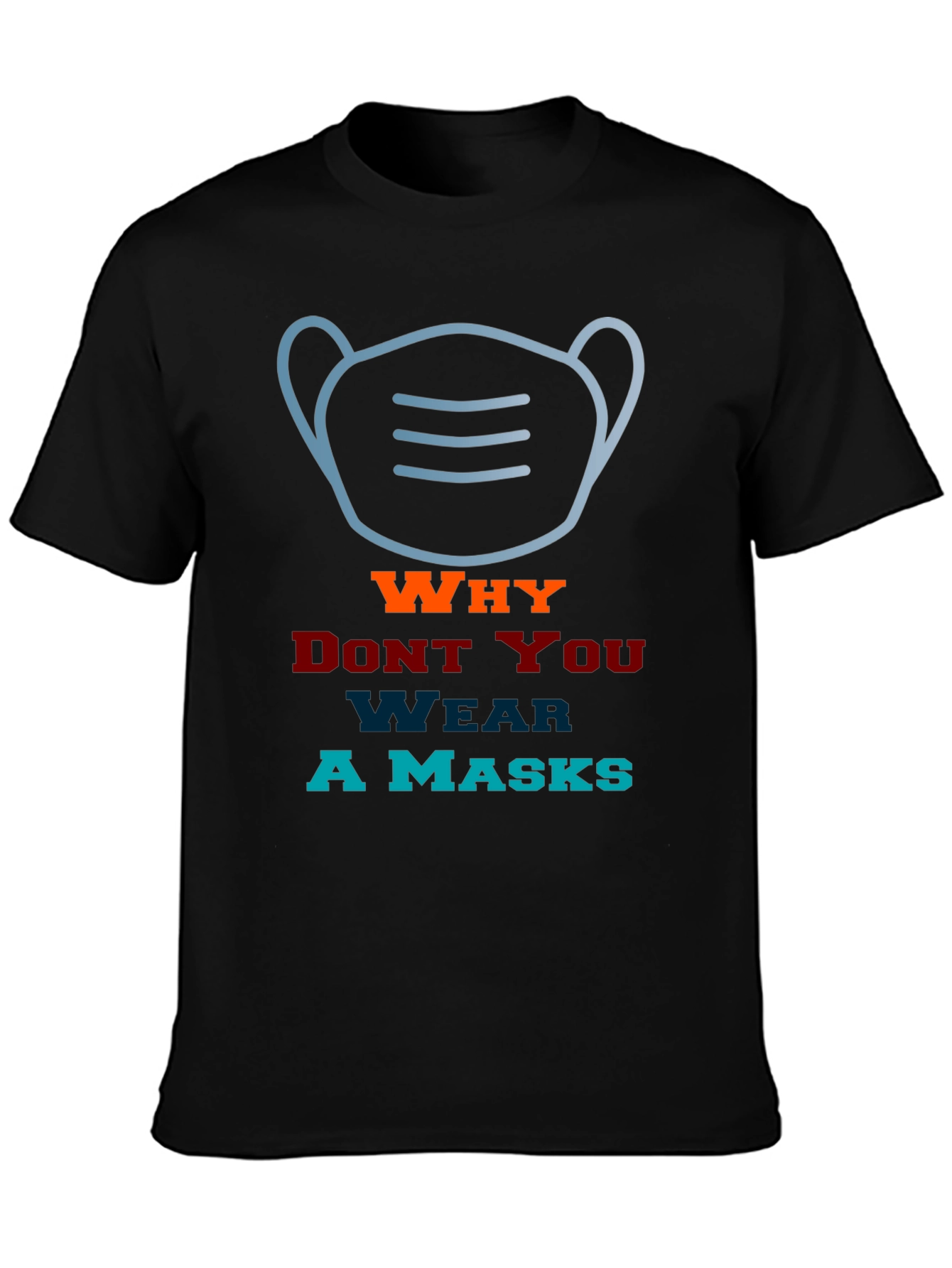 Camiseta con diseño de máscara y texto