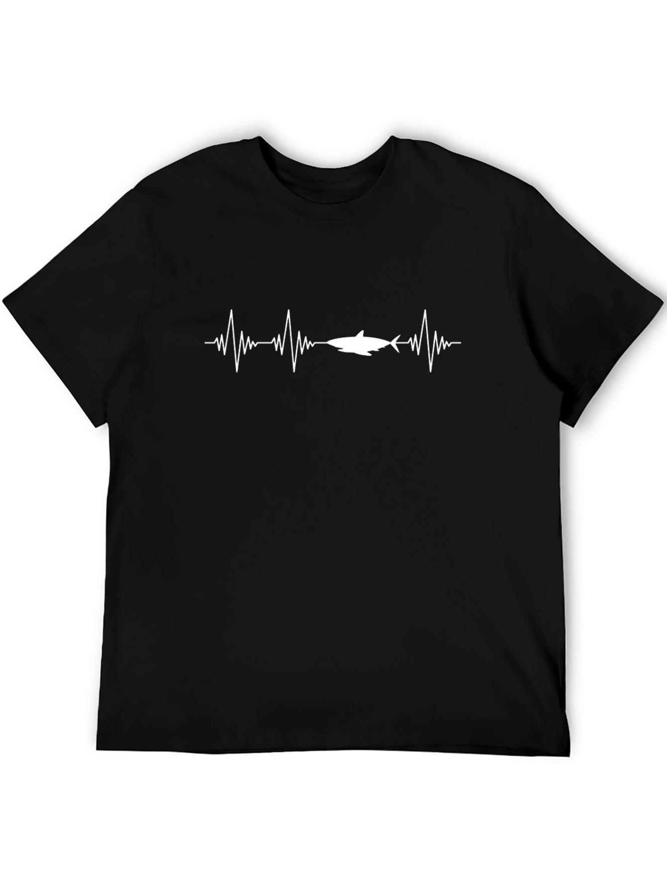 Camiseta Negra con Diseño de Latido de Tiburón