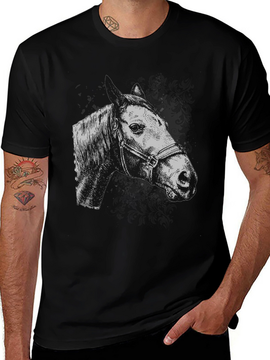 Camiseta Negra con Dibujo de Cabeza de Caballo