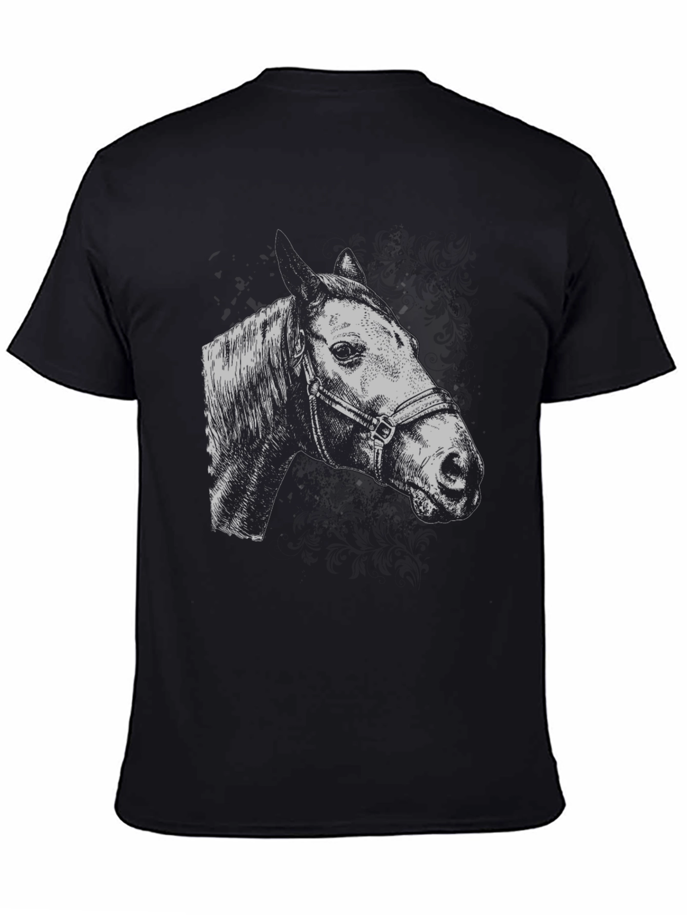 Camiseta Negra con Dibujo de Cabeza de Caballo