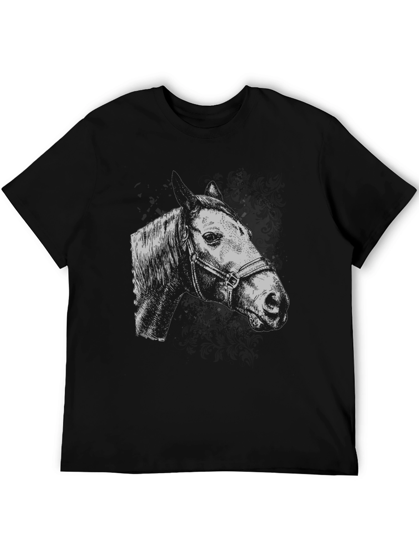 Camiseta Negra con Dibujo de Cabeza de Caballo