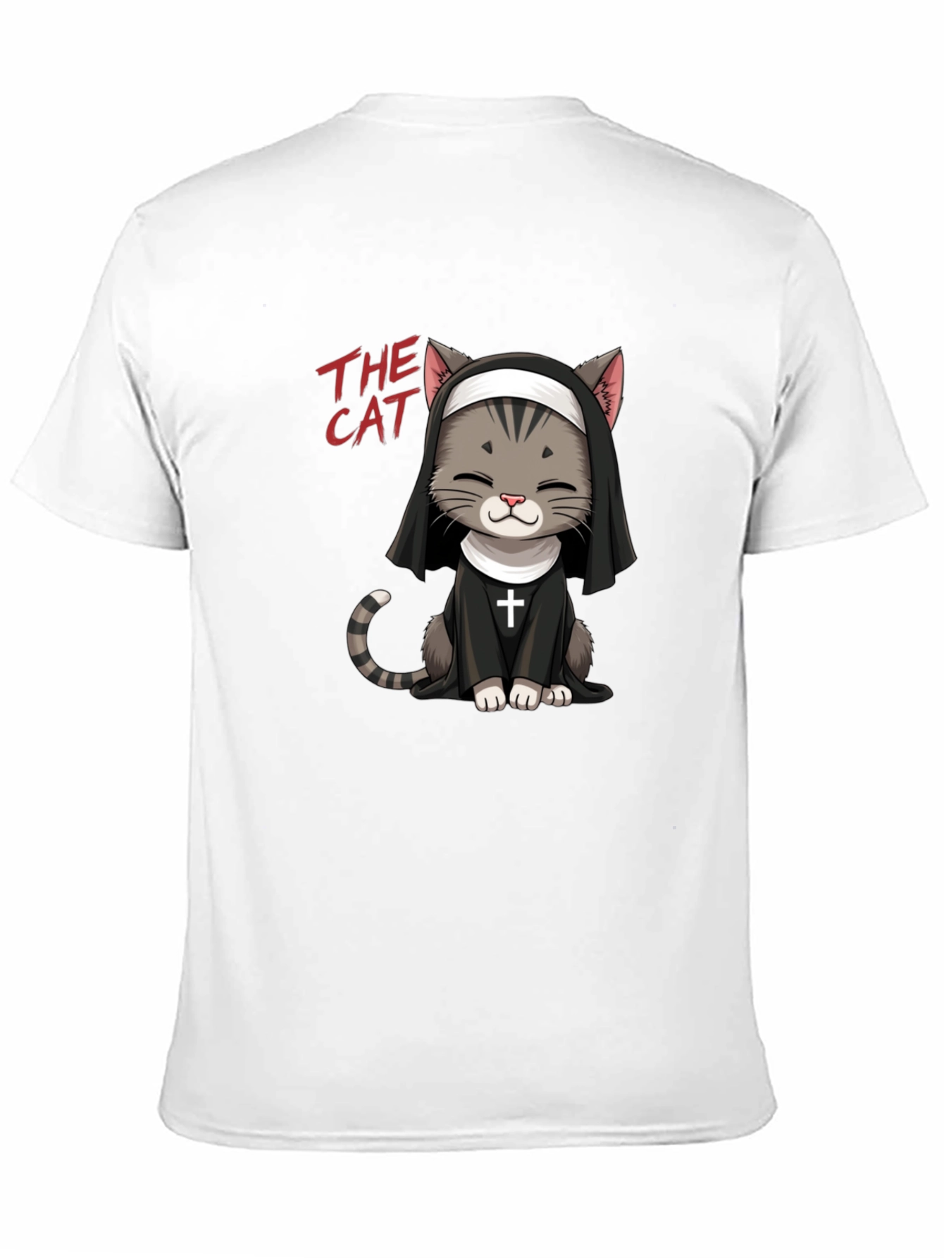 Camiseta Negra The Cat: Gato Monja Divertido