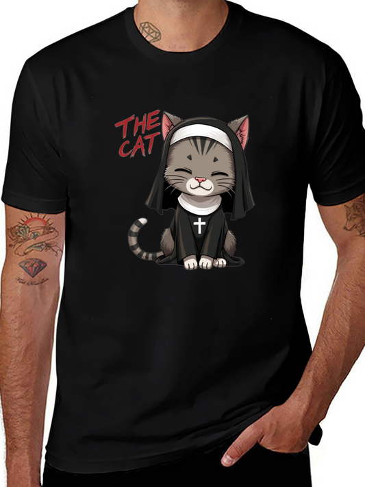 Camiseta Negra The Cat: Gato Monja Divertido