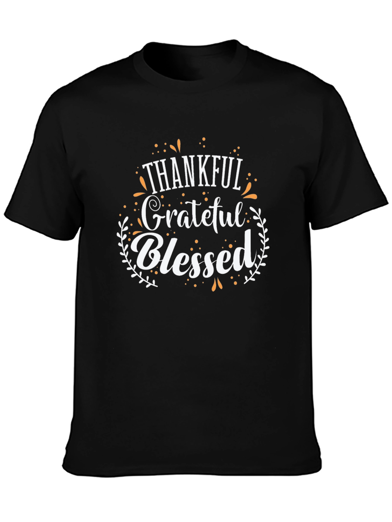 Camiseta Negra: Agradecido Feliz Bendecido