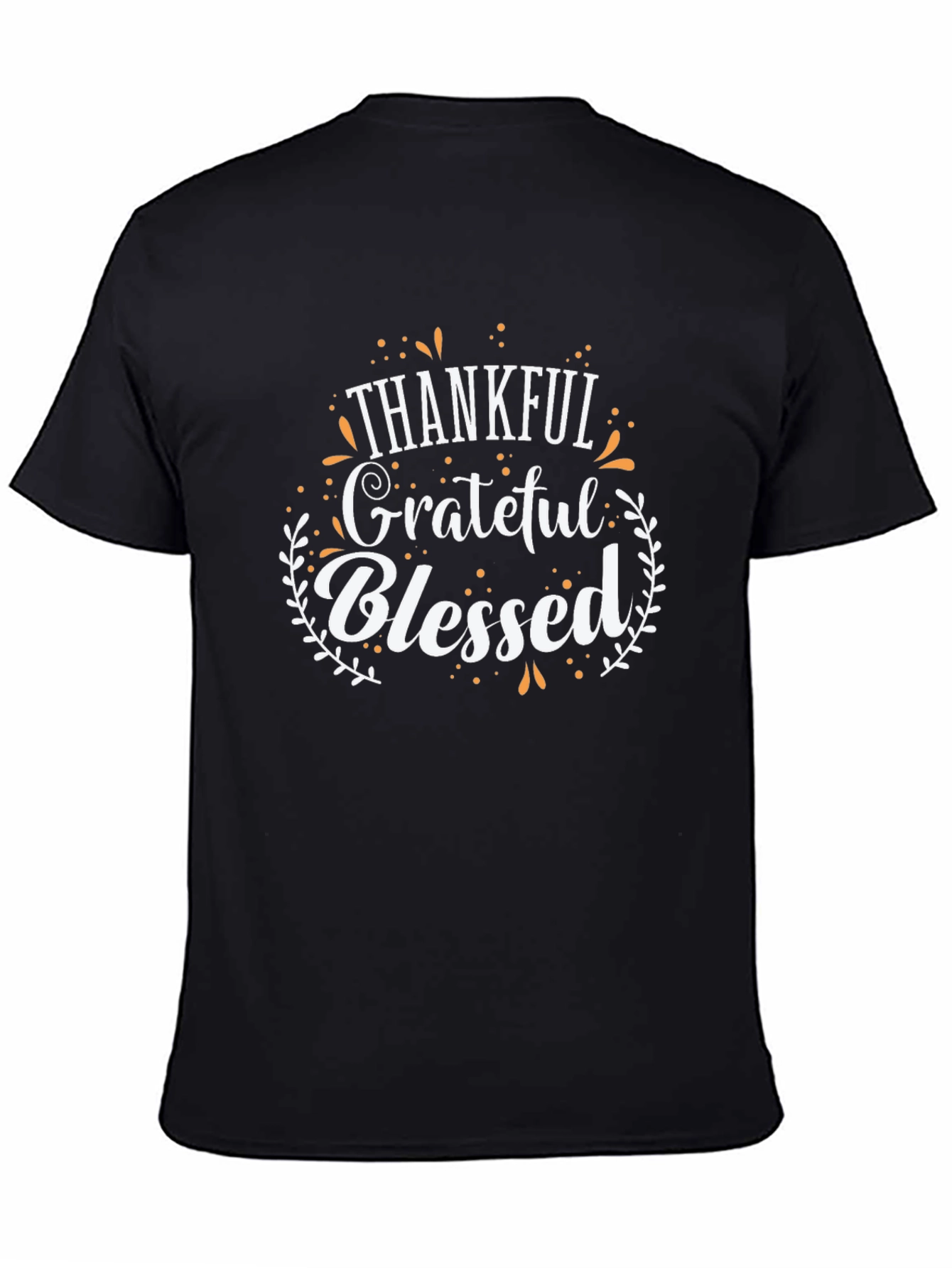 Camiseta Negra: Agradecido Feliz Bendecido