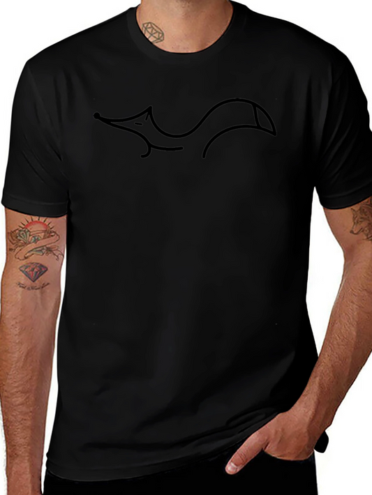 Camiseta Negra con Diseño de Zorro Minimalista