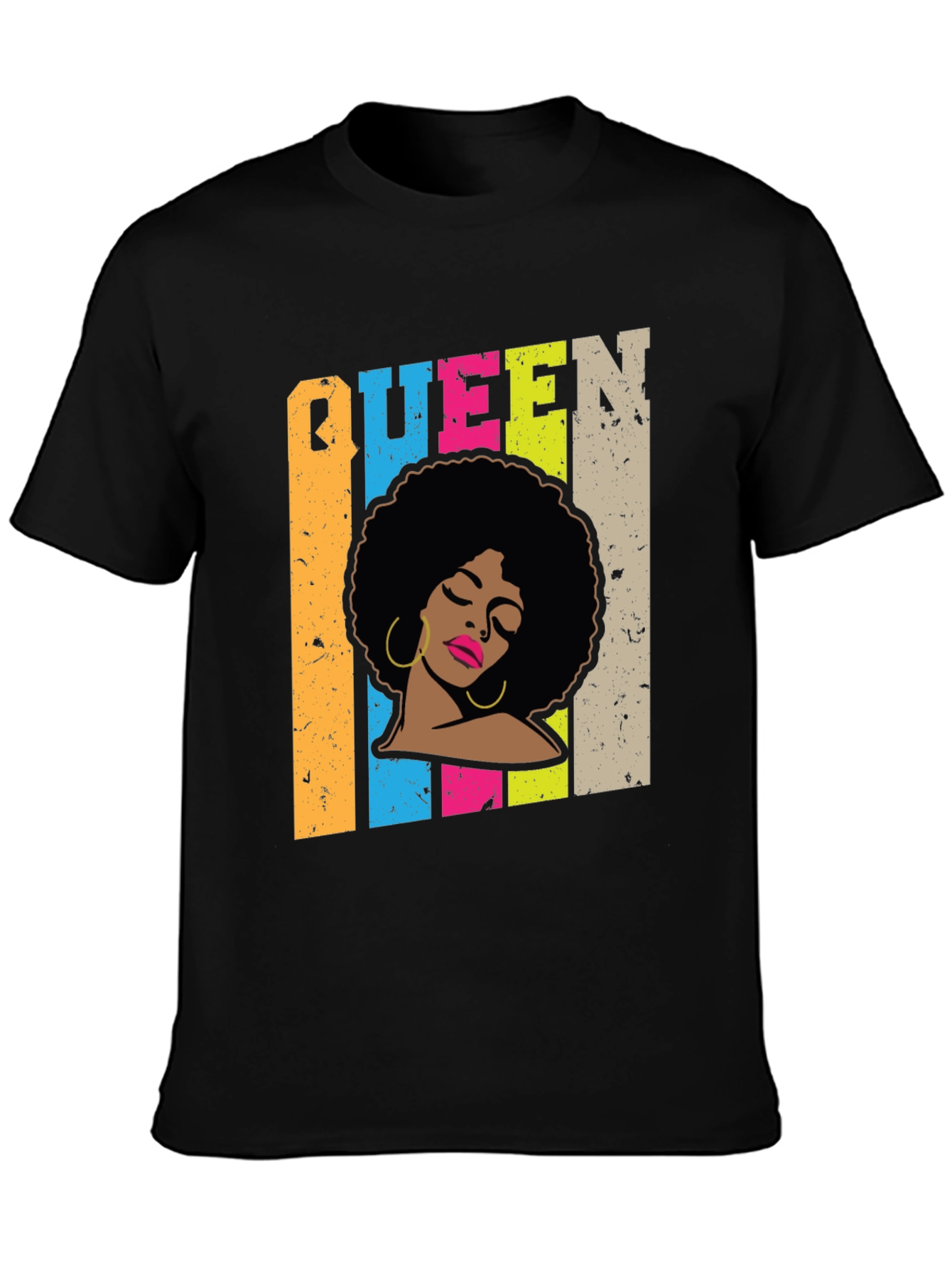 Camiseta Negra Queen Afro Retro
