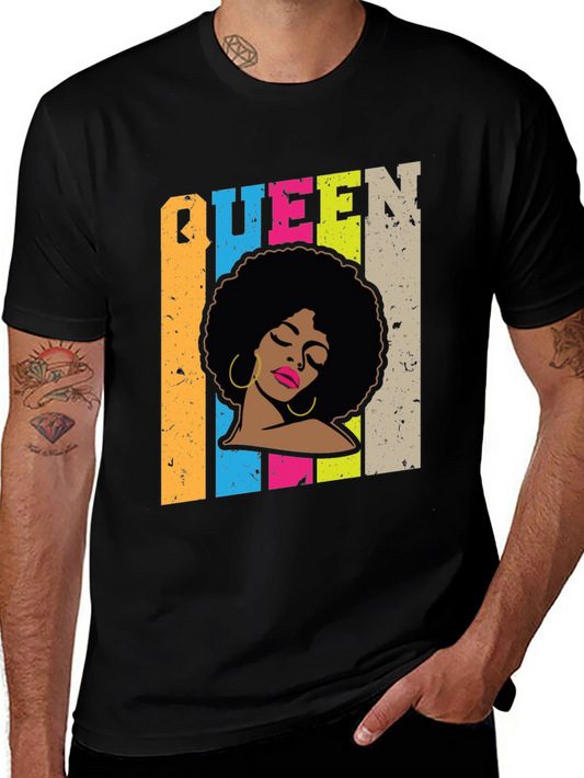 Camiseta Negra Queen Afro Retro