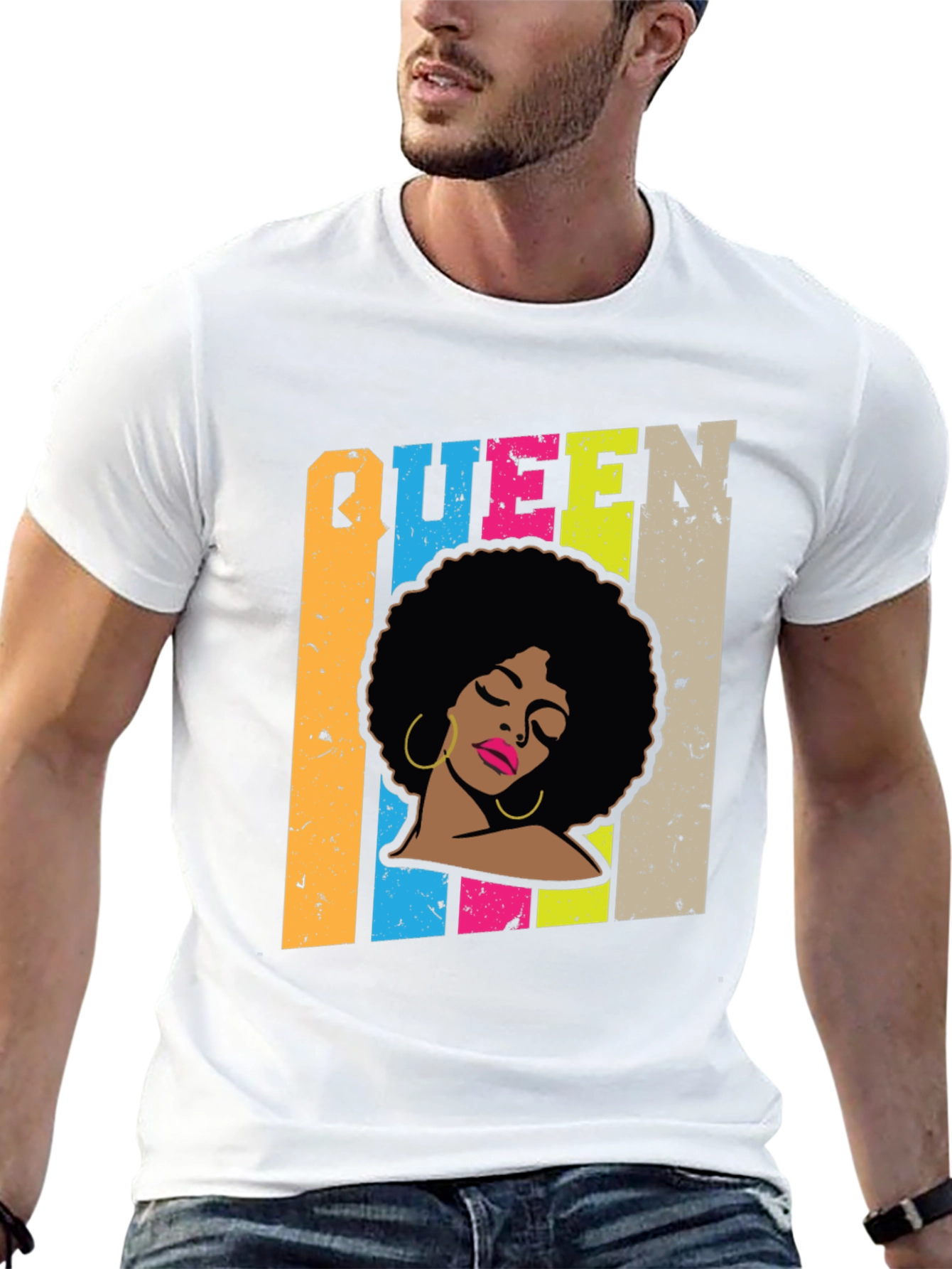 Camiseta Negra Queen Afro Retro