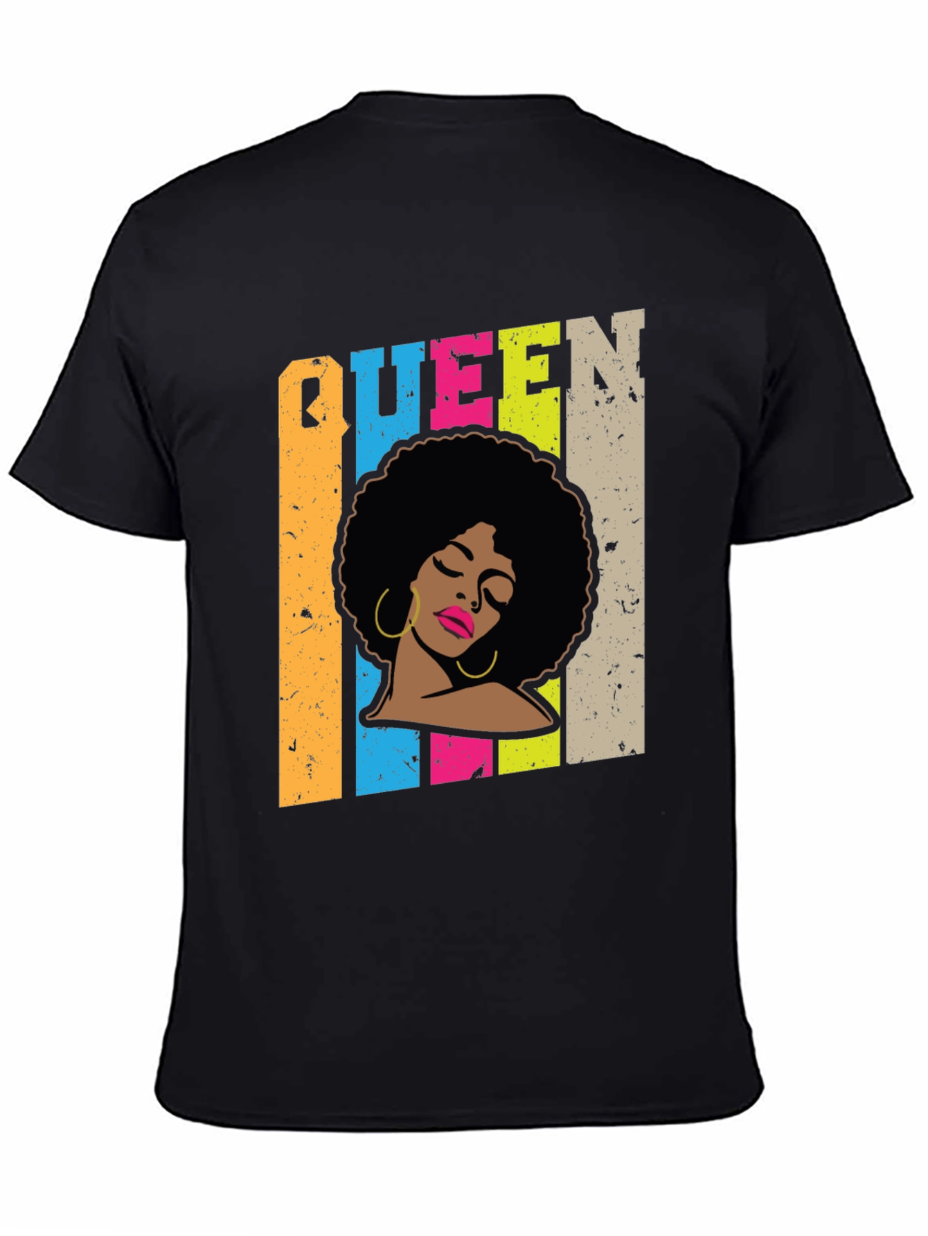 Camiseta Negra Queen Afro Retro