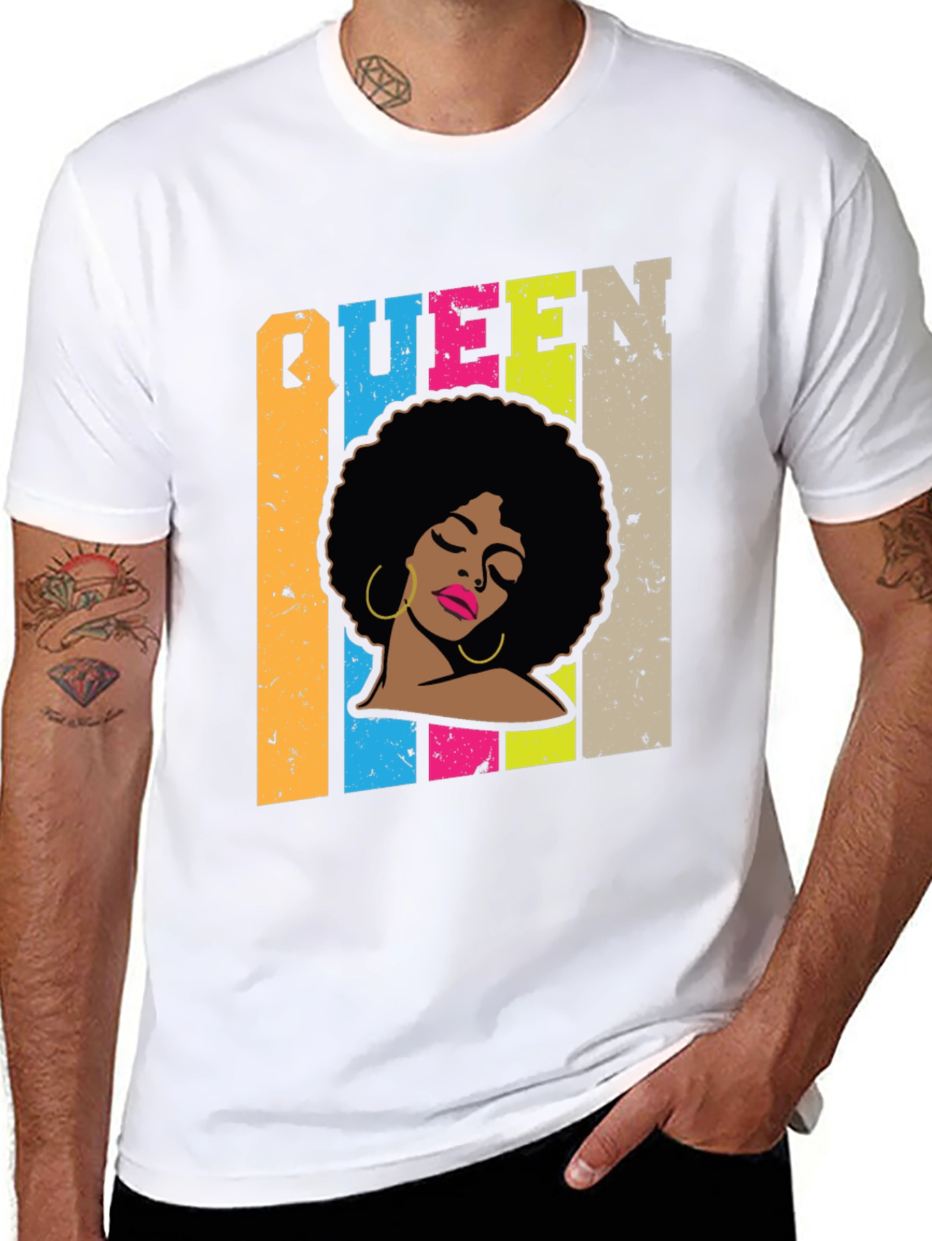 Camiseta Negra Queen Afro Retro