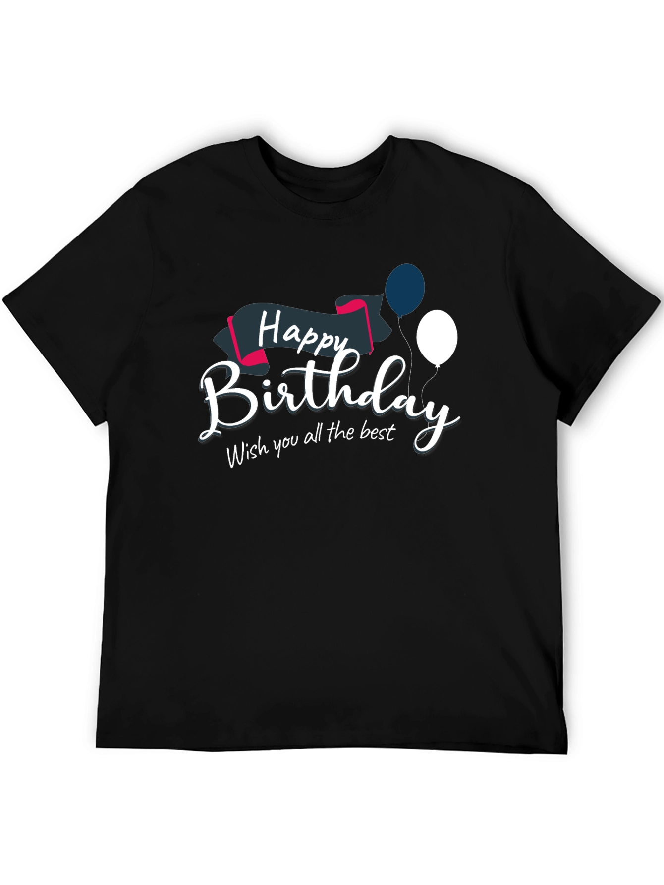 Camiseta Negra con Diseño de Feliz Cumpleaños