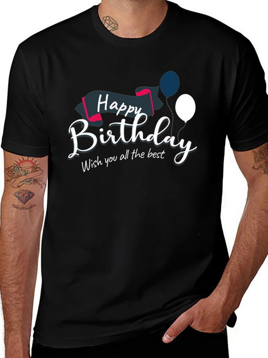 Camiseta Negra con Diseño de Feliz Cumpleaños