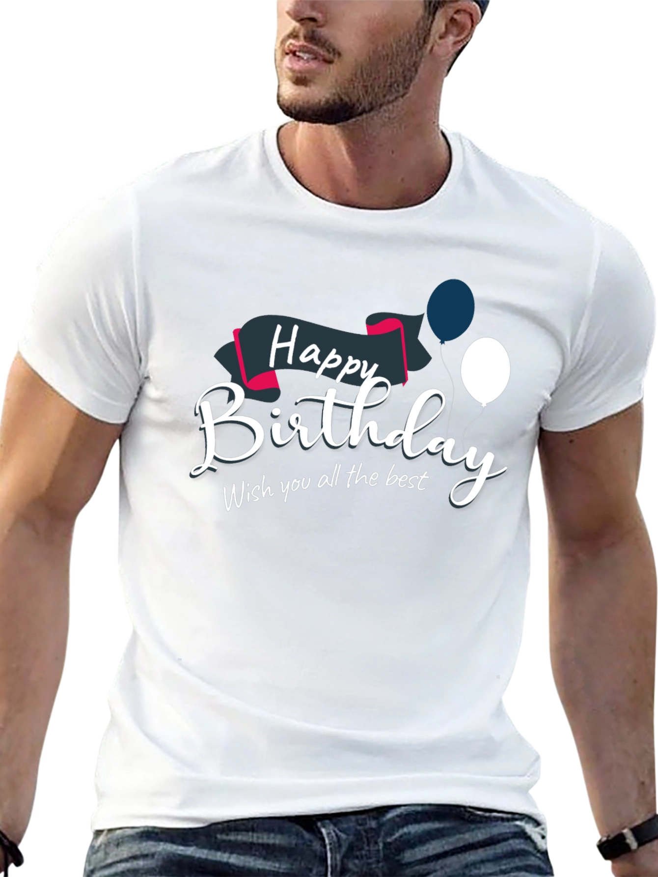 Camiseta Negra con Diseño de Feliz Cumpleaños