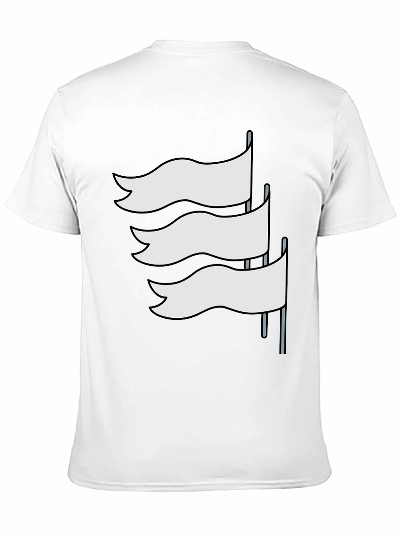 Camiseta Negra con Diseño de Banderas Blancas