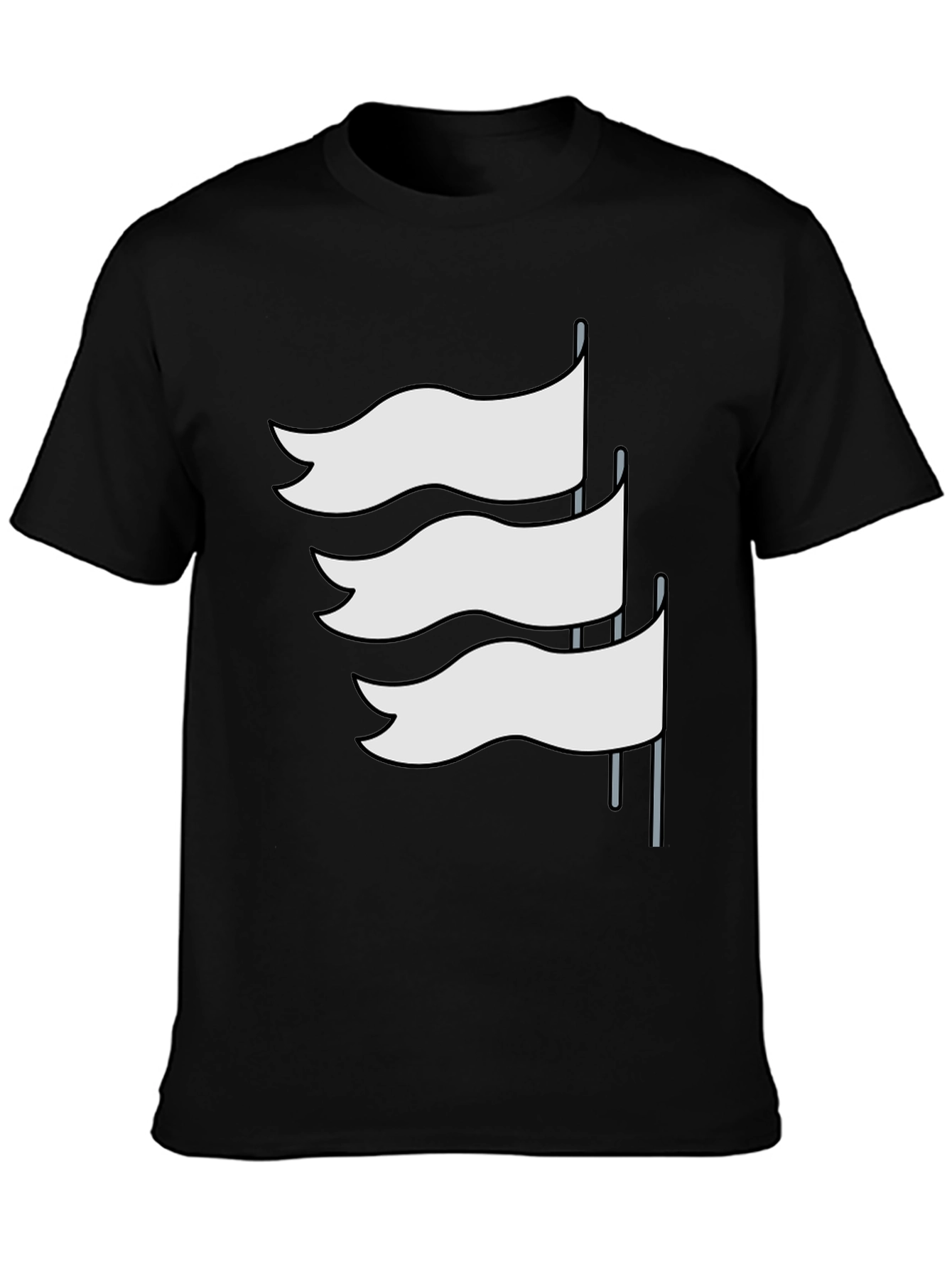 Camiseta Negra con Diseño de Banderas Blancas