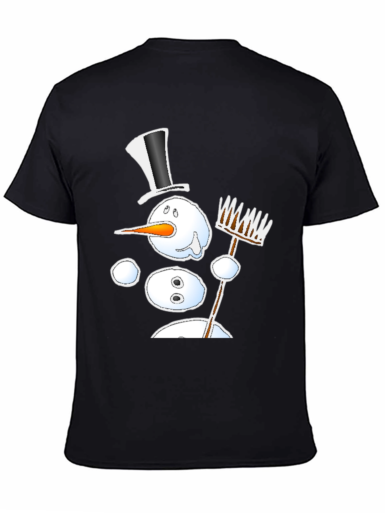 Camiseta Negra Estampado Muñeco de Nieve