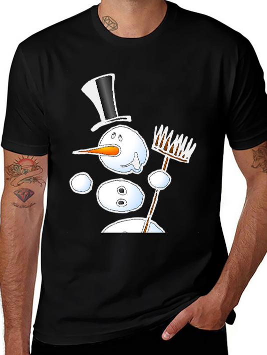 Camiseta Negra Estampado Muñeco de Nieve