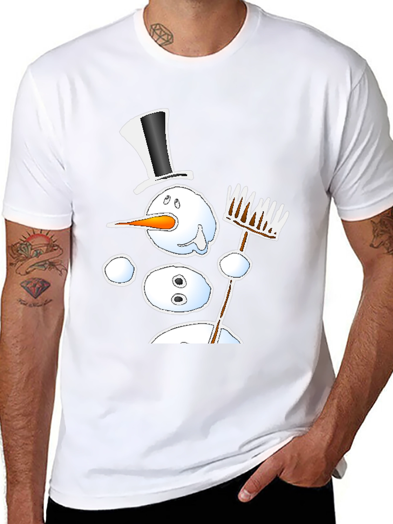 Camiseta Negra Estampado Muñeco de Nieve