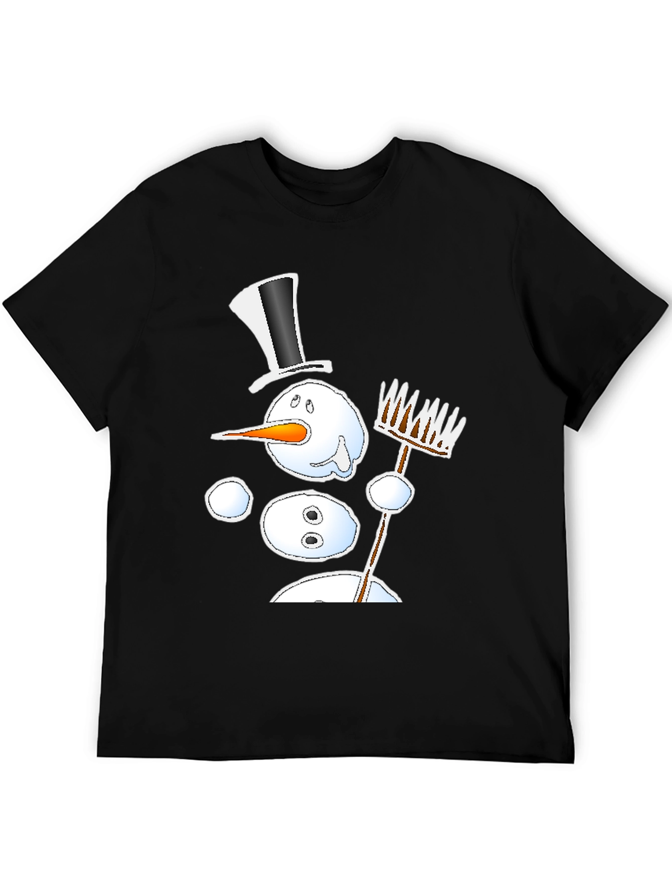 Camiseta Negra Estampado Muñeco de Nieve